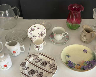 Lot 64: Assorted Ceramic and Glass Serveware and Decorative Pieces