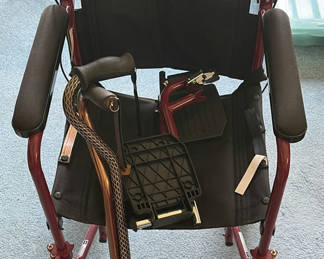 Lot 7: Medline Transport Wheelchair and Cane