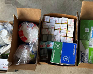 Lot 162: Assorted Disposable Kitchen and Household Supplies