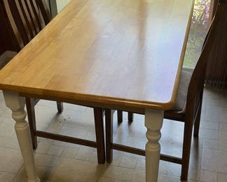 Lot 72: Wooden Dining Table and Two Chairs