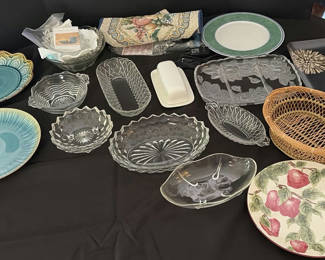 Lot 67: Assorted Serving Platters, Glass Bowls, and Decorative Trays