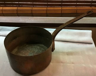 Lot 203: Large Copper pot with long handle