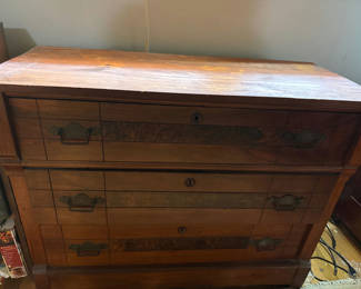 Lot 214: Vintage wooden chest of drawers