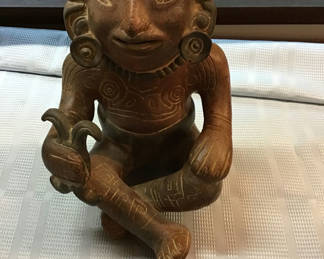 Lot 218: Mexican folk art terracotta clay statue