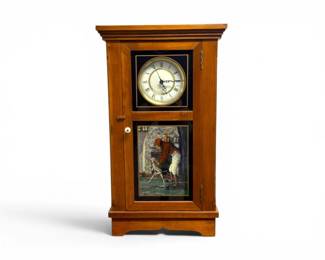 23 WoodWallClockCabinetwReversePaintedGlassDoorWorks