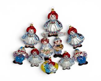 122 RaggedyAnnAndyGlassOrnamentCollectionw999SilverIngot