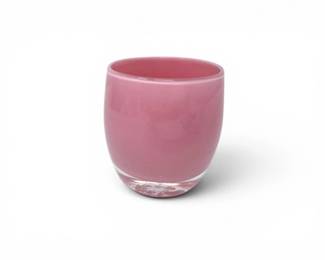 99 GlassyBabyPinkOpaqueGlassVotiveCandleHolderwLEDTealight