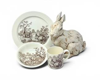 195 CopelandSpodeWoodlandRabbitChildsDinnerwareItalianBunny