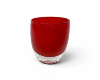 72 GlassyBabyRudolphRedArtGlassVotiveCandleHolderwLEDLight