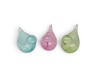 59 HandBlownArtGlassBirdFigurinesSetof3PastelColors