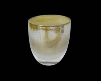84 GlassyBabySnowflakeGoldArtGlassVotiveCandleHolder