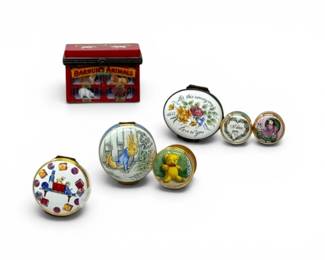 128 HalcyonDaysEnamelHingedTrinketBoxesTiffanyBox7Pc