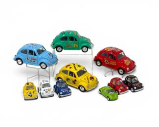 166 10VolkswagenBeetleMiniatureCarsAssortedCartoonDesigns