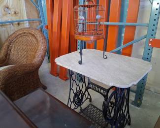 Wicker, sewing machine table, bird cage