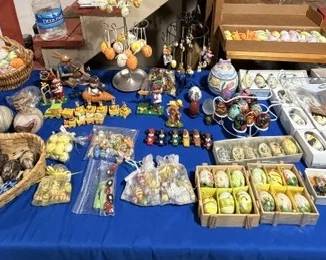 View of Easter items and eggs 