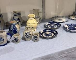 Saltware and vintage bowls and plates. 