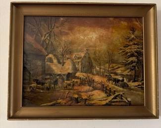 Set of 2 Currier and Ives framed 