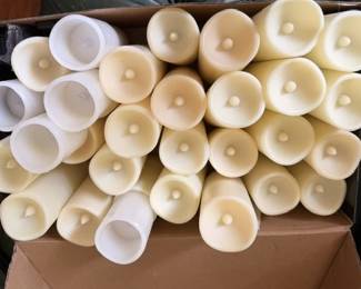 Box of approximately 40 battery operated candles all but 4 have batteries and work. Take all. 