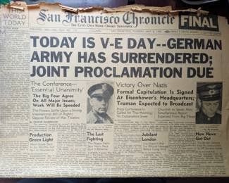 WWII VE Day Newspaper