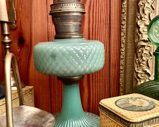 Victorian Green Oil Lamp