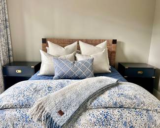 Woven Rattan Queen Bed, Williams-Sonoma Nightstands