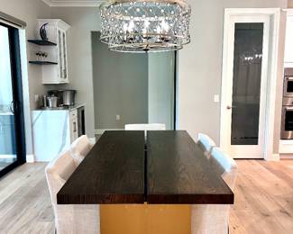 Restoration Hardware Cadiz Split Dining Table, RH Slipcovered Chairs