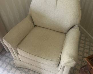 Linen swivel chair that matches the loveseat.
