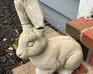Concrete garden bunny statue.