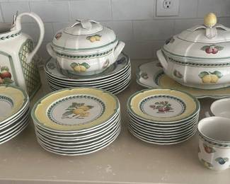 Set of Villeroy & Boch “French Garden” dinnerware, including a number of serving pieces.