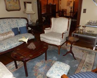 Wing chair, small side table