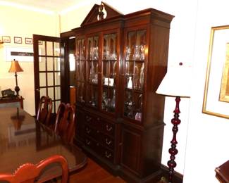 Ethan Allen mahogany breakfront china cabinet