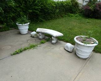 Outdoor bench & planters
