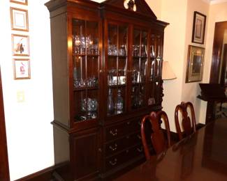 Ethan Allen mahogany breakfront china cabinet