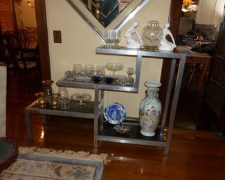 Vintage modern 4 tier console table display shelf, bric-a-brac