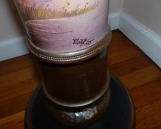 Hand painted antique pedestal signed by E. W. Hurst