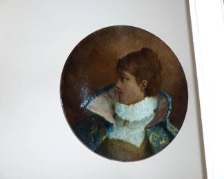 Antique French Plaque with MANUFACTURE de GIEN label on back