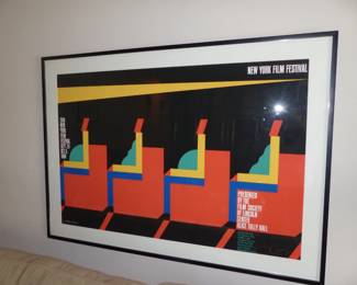 Original vintage framed signed poster of the 26th New York Film Festival signed by the graphic designer Milton Glaser