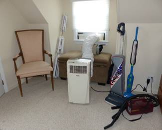 Accent chair, storage ottoman portable air conditioner, vacuums