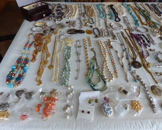 Lots of costume jewelry and watches including Gucci, Michele & Rado