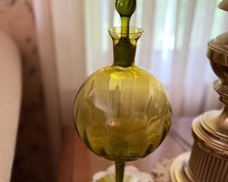 Vintage Blenko glass Genie style bottle with stopper