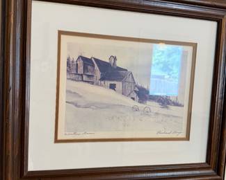 beautiful litho of barn