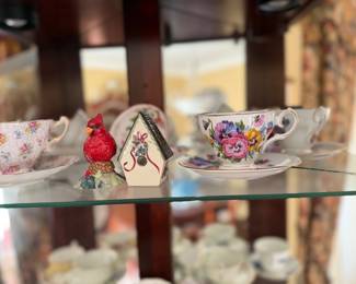 collection of English tea cups