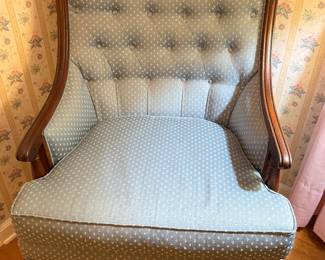 wonderful vintage tufted occasional chair in soft teal