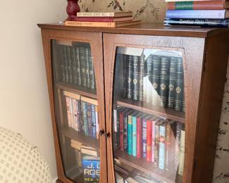 MCM walnut small bookcase with doors