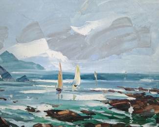 Original sailboat oil painting...1960s