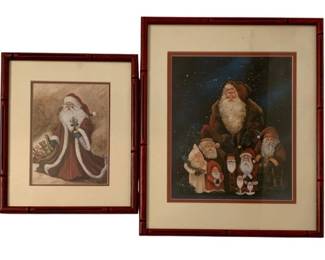 178 - 2 Framed Santa Prints 15"x11.5"
