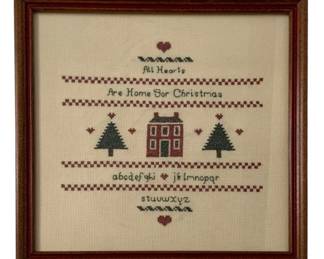 179 - Framed Needlepoint Sampler 12.5"x12.5"
