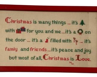 170 - Needlepoint Christmas is Love Framed 9.5x14.5