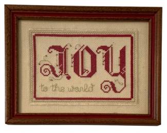 171 - Framed Needlepoint "Joy to the World" 8"x9.75"