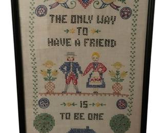 501 - Framed Needlepoint Sampler 19.5"x12.5"